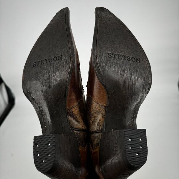 Stetson boots womens 11 brown leather fashion wingtip western festival horse - Picture 8 of 8